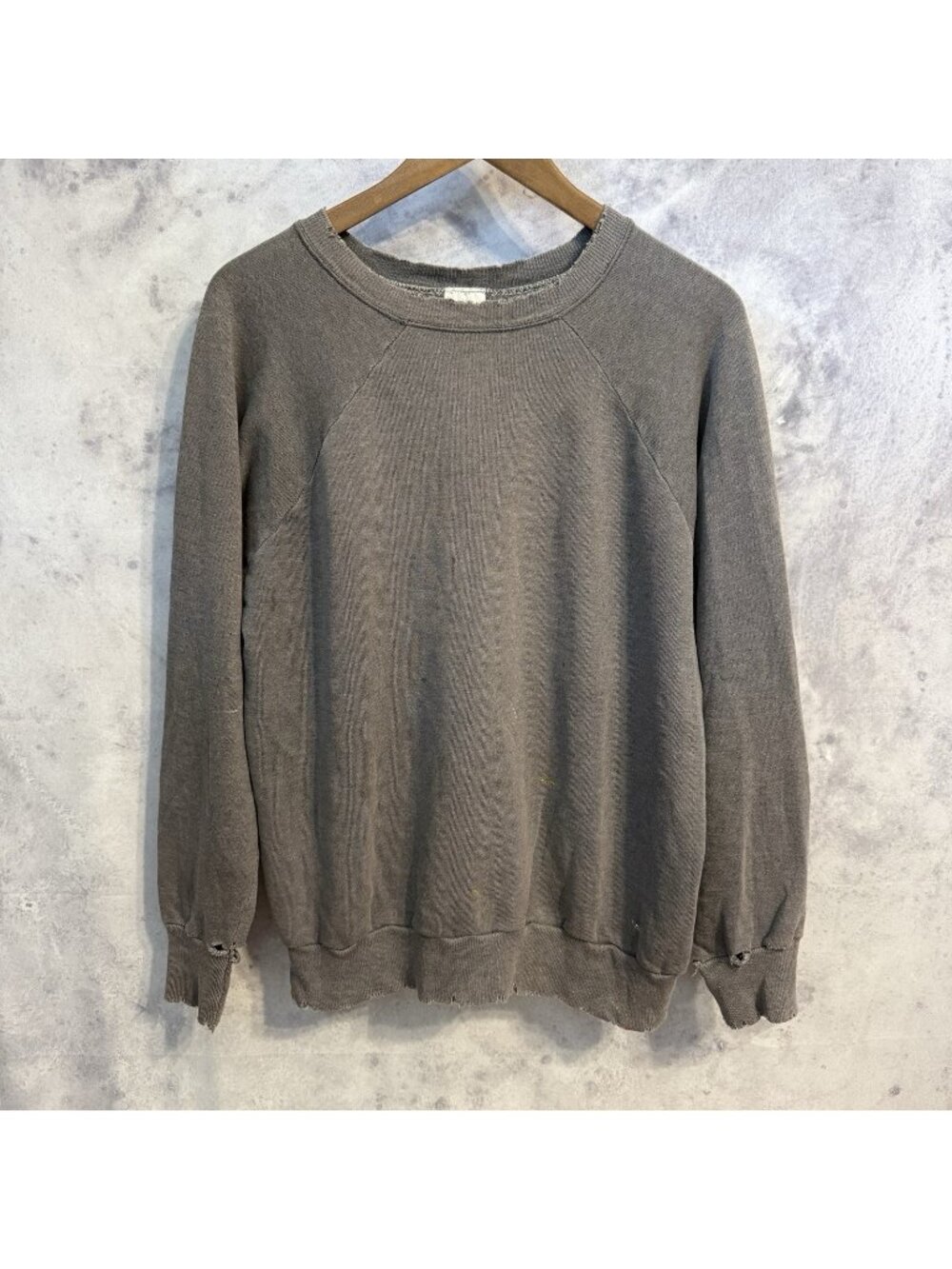 VTG 80s Pannill Raglan Sweatshirt XL Gray USA Thrashed Distressed Paint Grunge